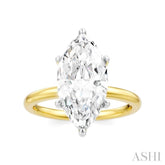 1/10 Ctw Marquise Shape Round Cut Diamond Semi-Mount Engagement Ring in 14K Yellow and White Gold